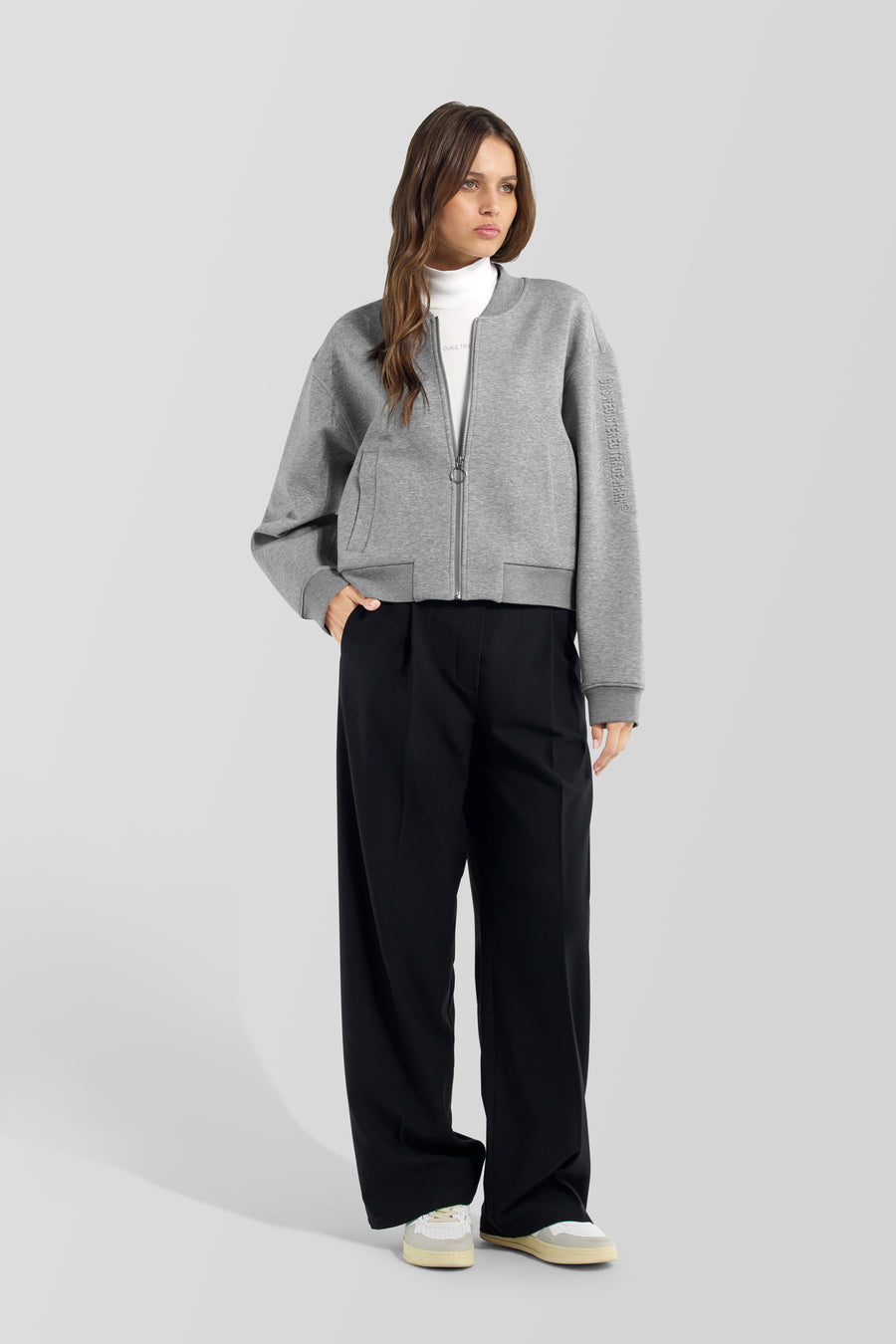 MELANIE BOMBER F.ZIP 2923 - Women's regular fit sweatshirt in heather gray - main image