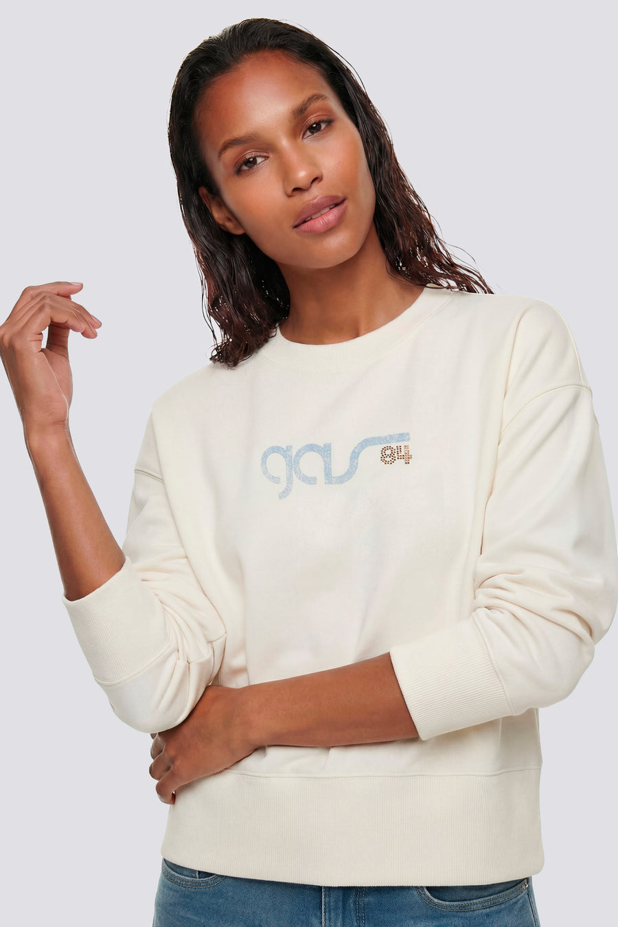 MALYS NEW"GAS 84" 1029 - Sweat-shirt femme coupe confort blanc - main image