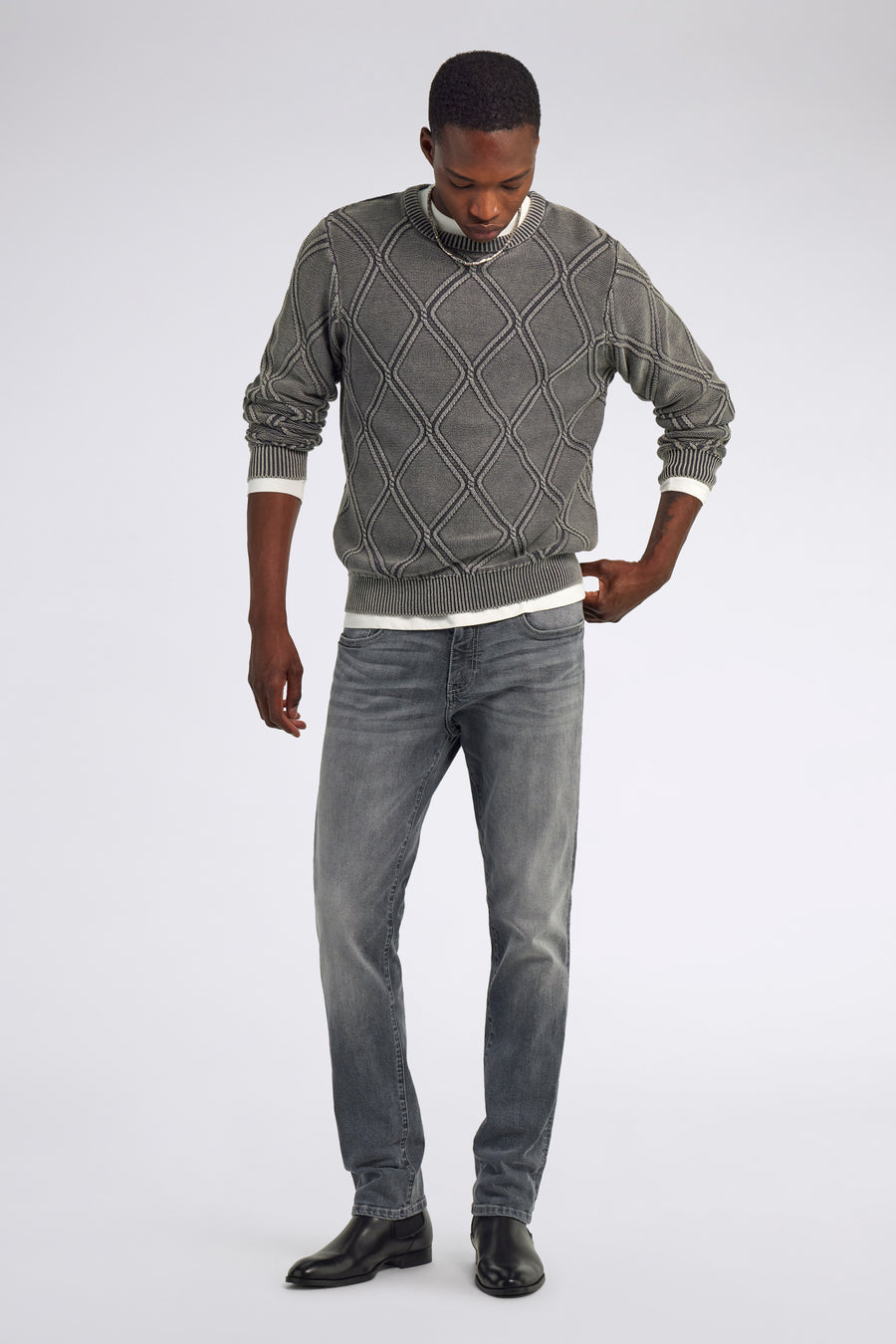 JOAQUIN ROUND 3920 - Men's Gray Regular Fit Sweater - main image