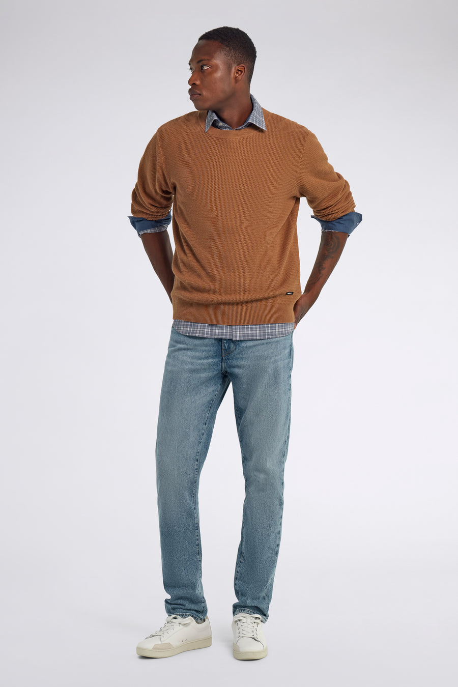 PHILIP ROUND 4862 - Men's regular fit brown sweater - main image