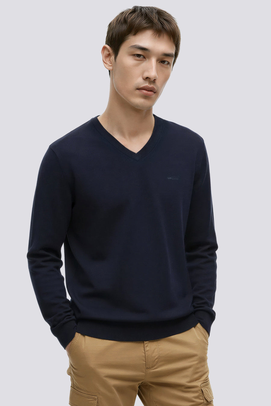 ARLO V NECK 4706 - Men's Slim Fit Blue Sweater - main image