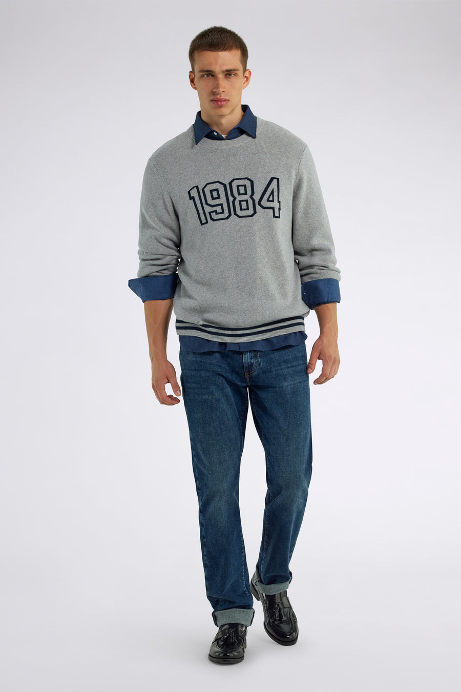 COOPER 2923 - Men's regular fit gray sweater - main image