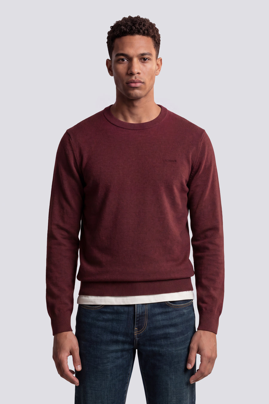ARLO ROUND W. 2899 - Men's regular fit burgundy sweater - main image