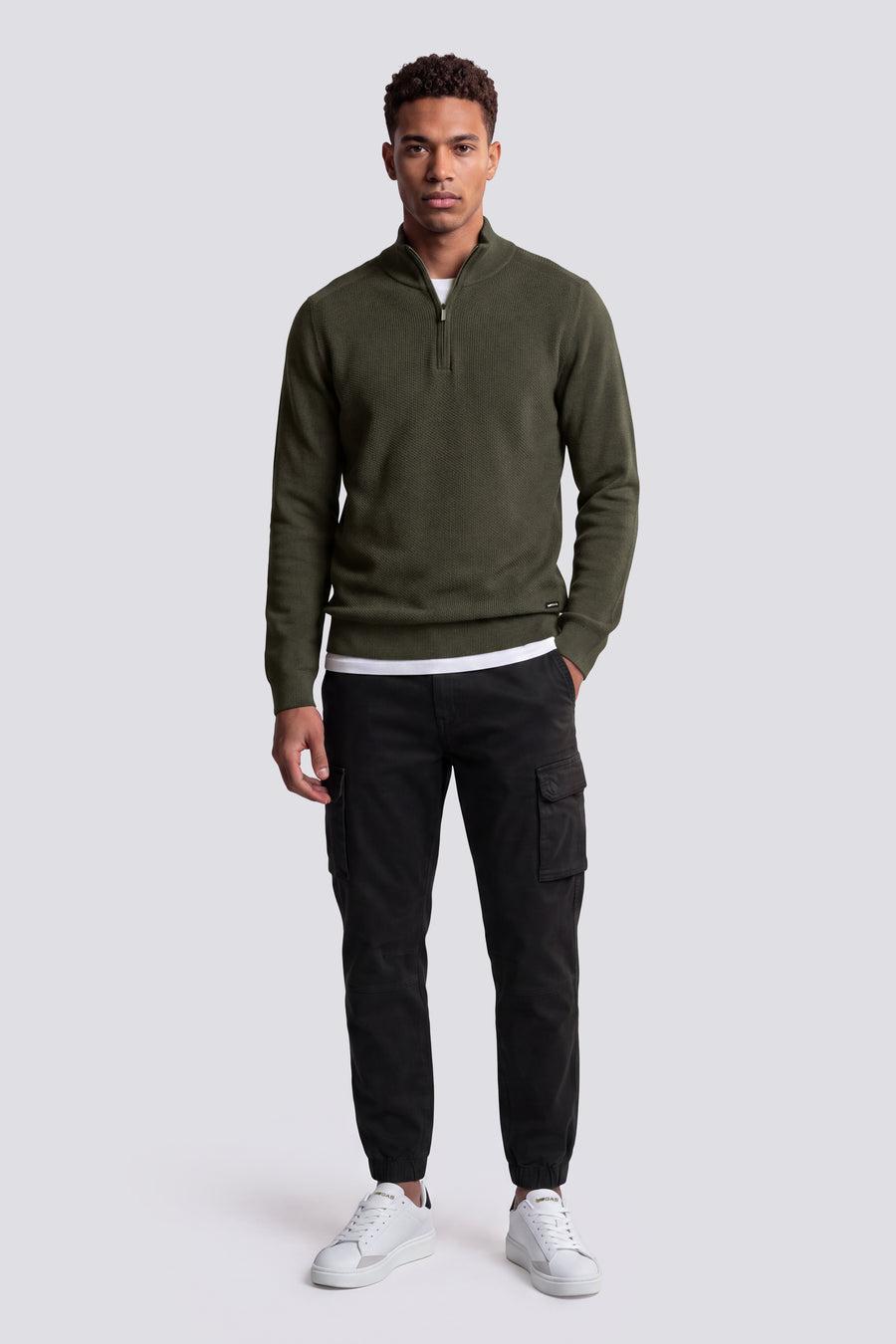RHOBIN  HALF ZIP 3653 - T-shirt homme coupe régulière vert - main image