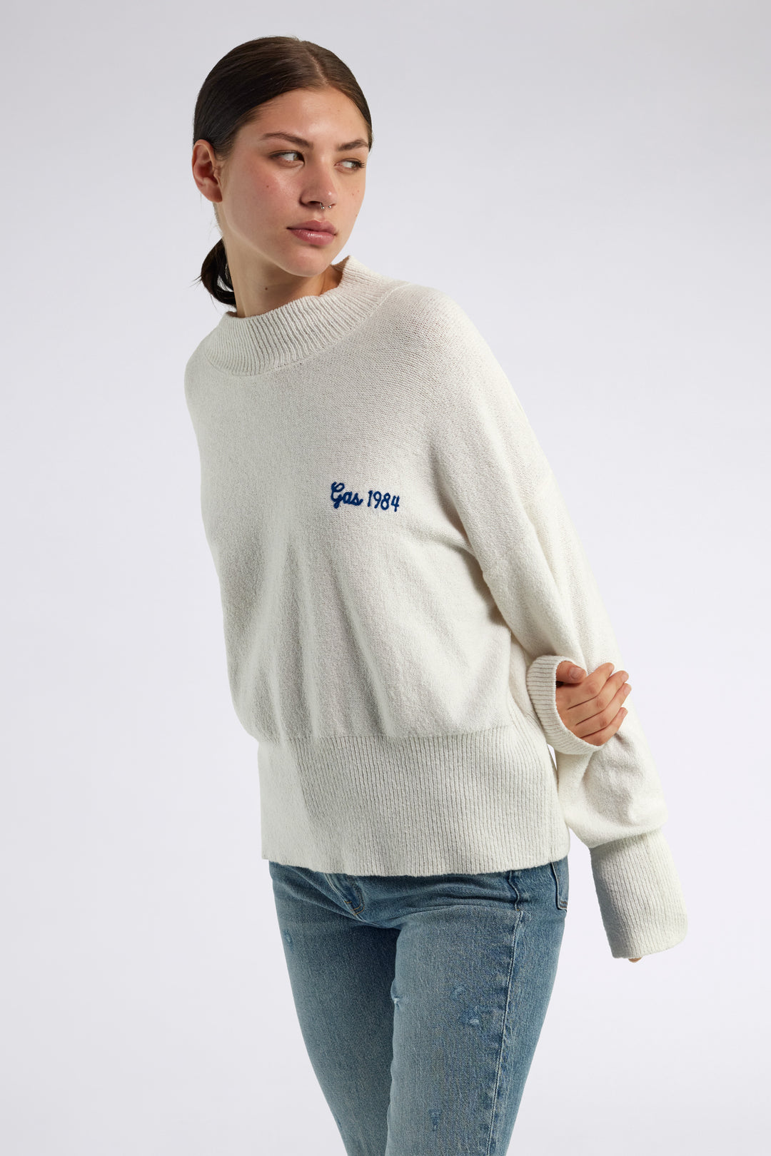 Maglione con spalle scoperte - Bianco sporco - IT Maglione con spalle scoperte - Bianco sporco - IT