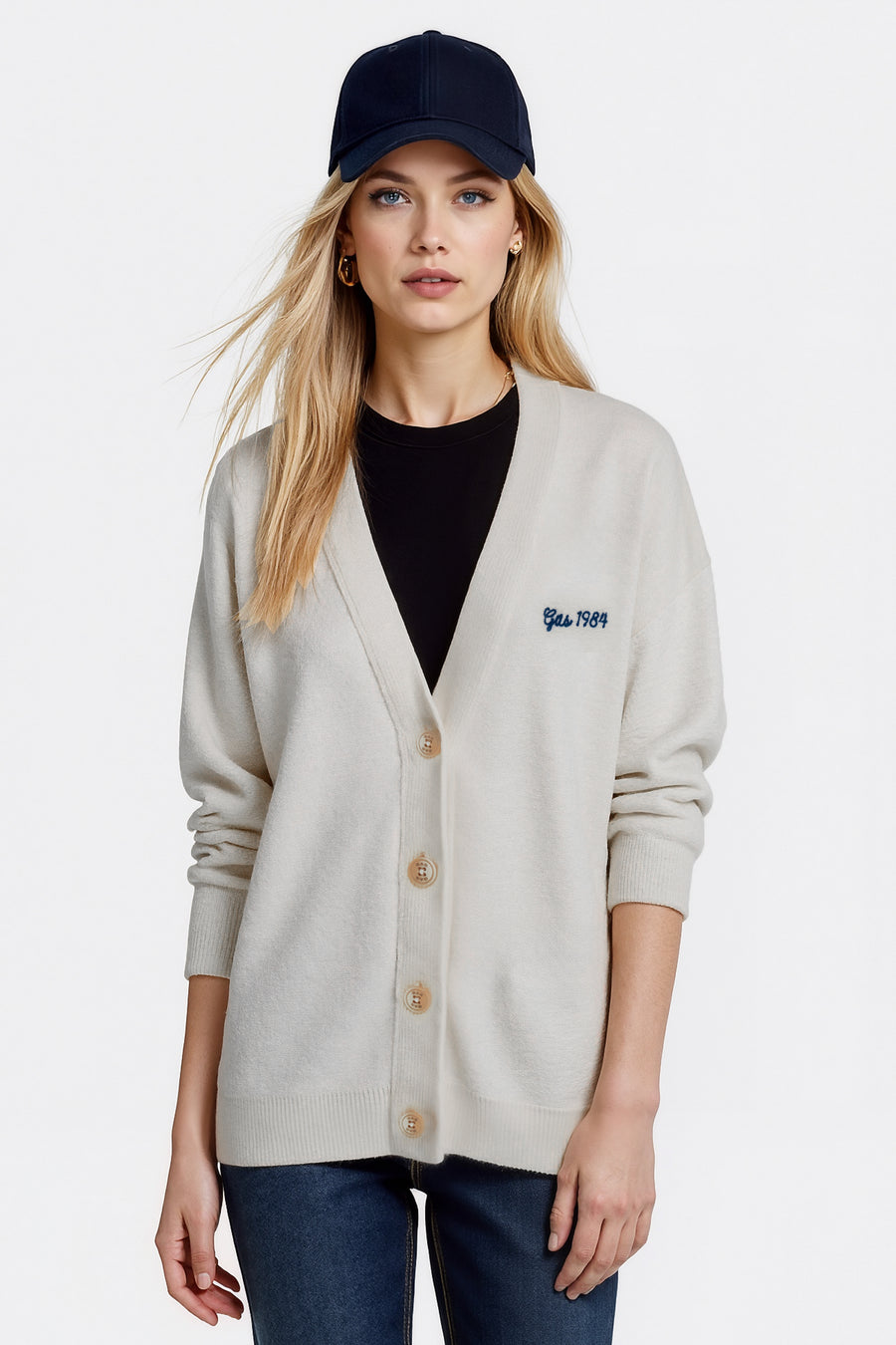 LEONOR CARD 1029 - Women's Cardigan Over Fit White - main image