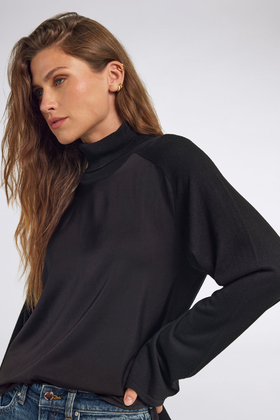 JULI UP 0200 - Men's regular fit black sweater - main image