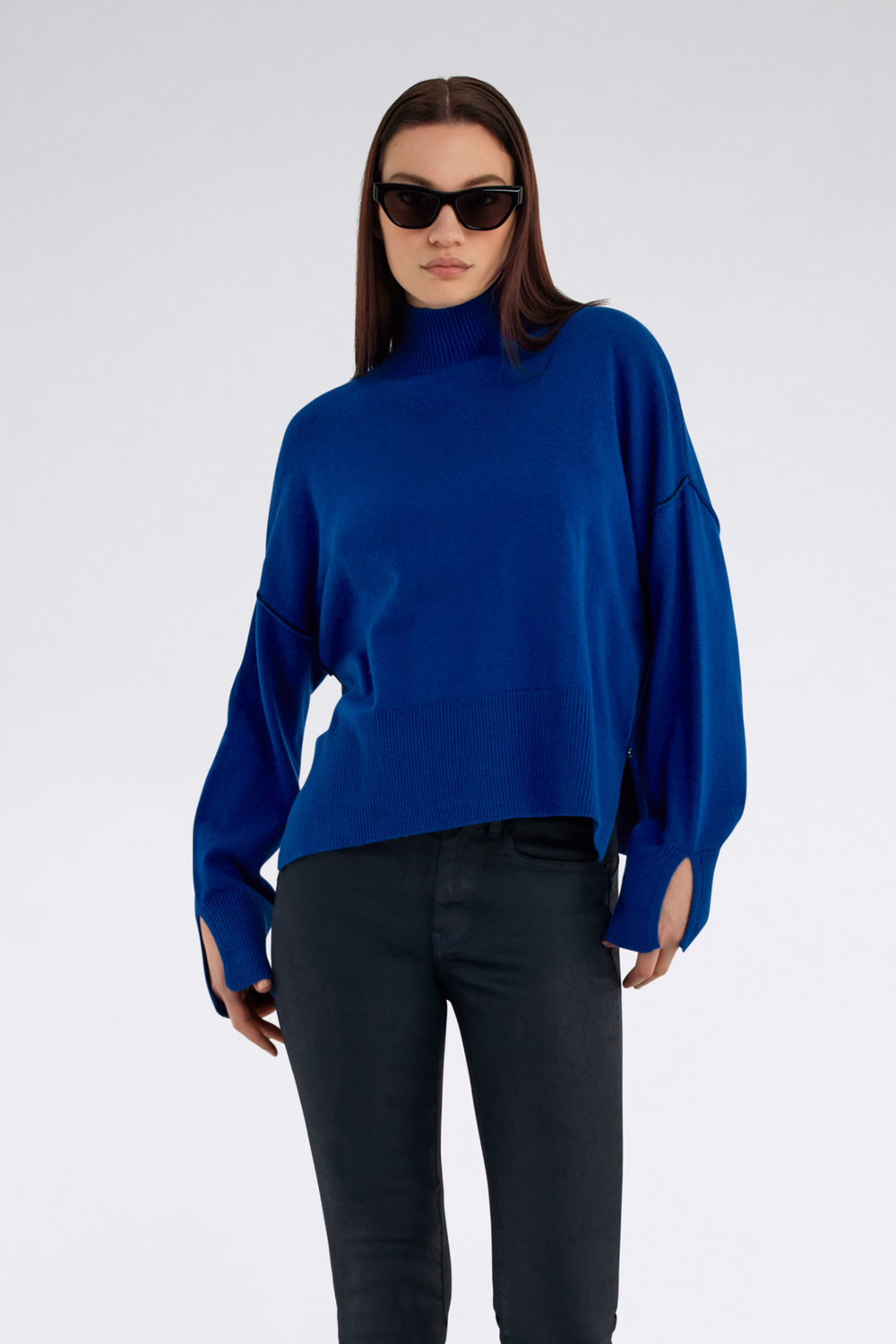 LOLA T NECK 1721 - Women's Regular Fit Blue Shirt - secondary image