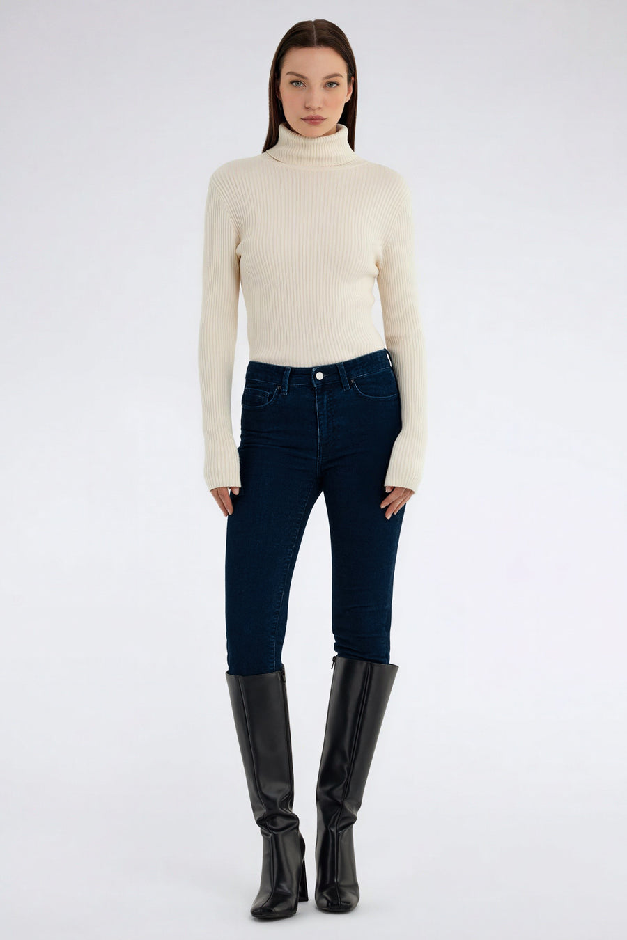 LUNA T NECK 1298 - White Slim Fit Women's Shirt - main image