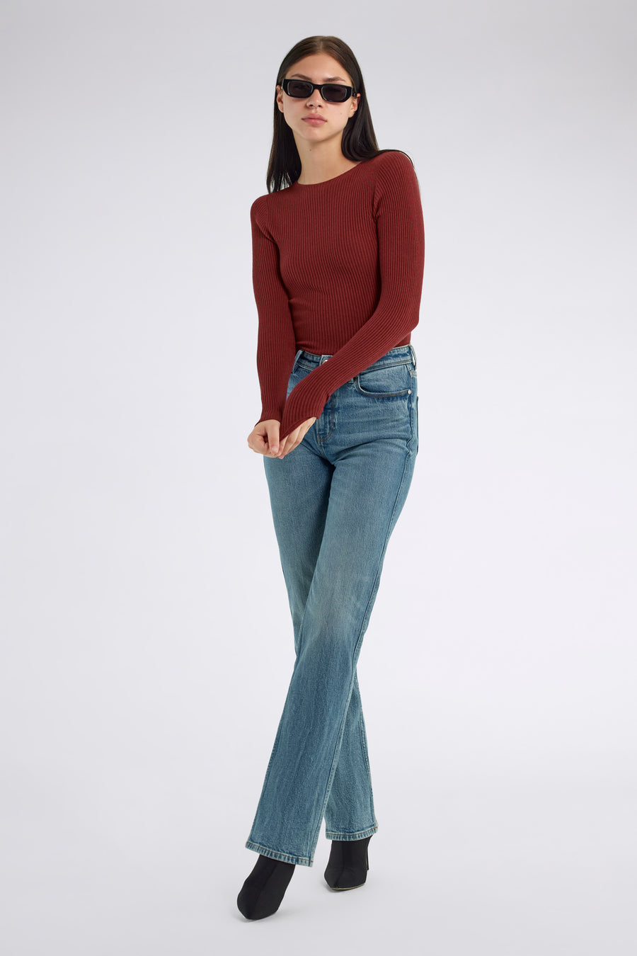 LUNA ROUND 2898 - Slim-Fit Damenpullover rot - main image