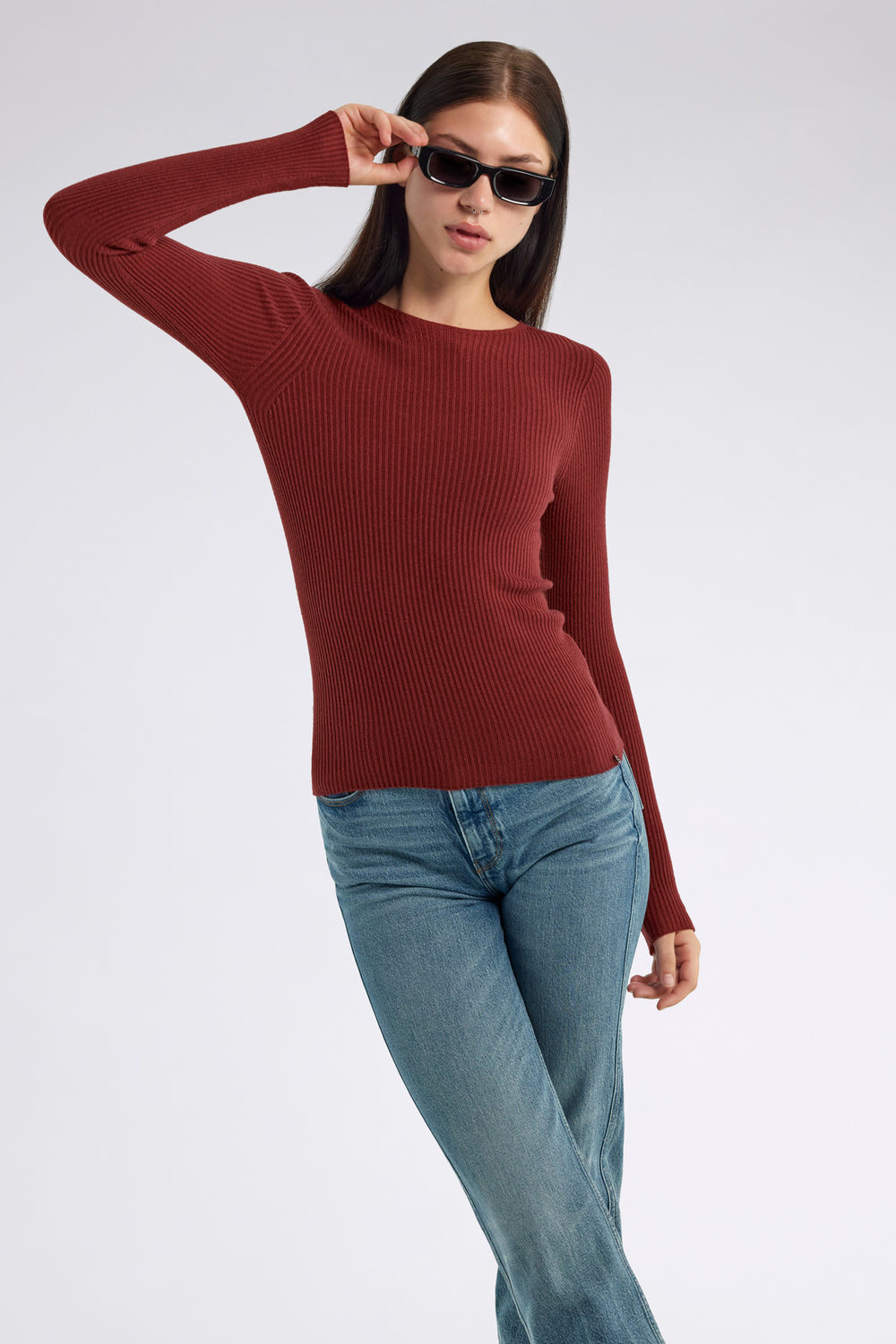 LUNA ROUND 2898 - Slim-Fit Damenpullover rot - secondary image