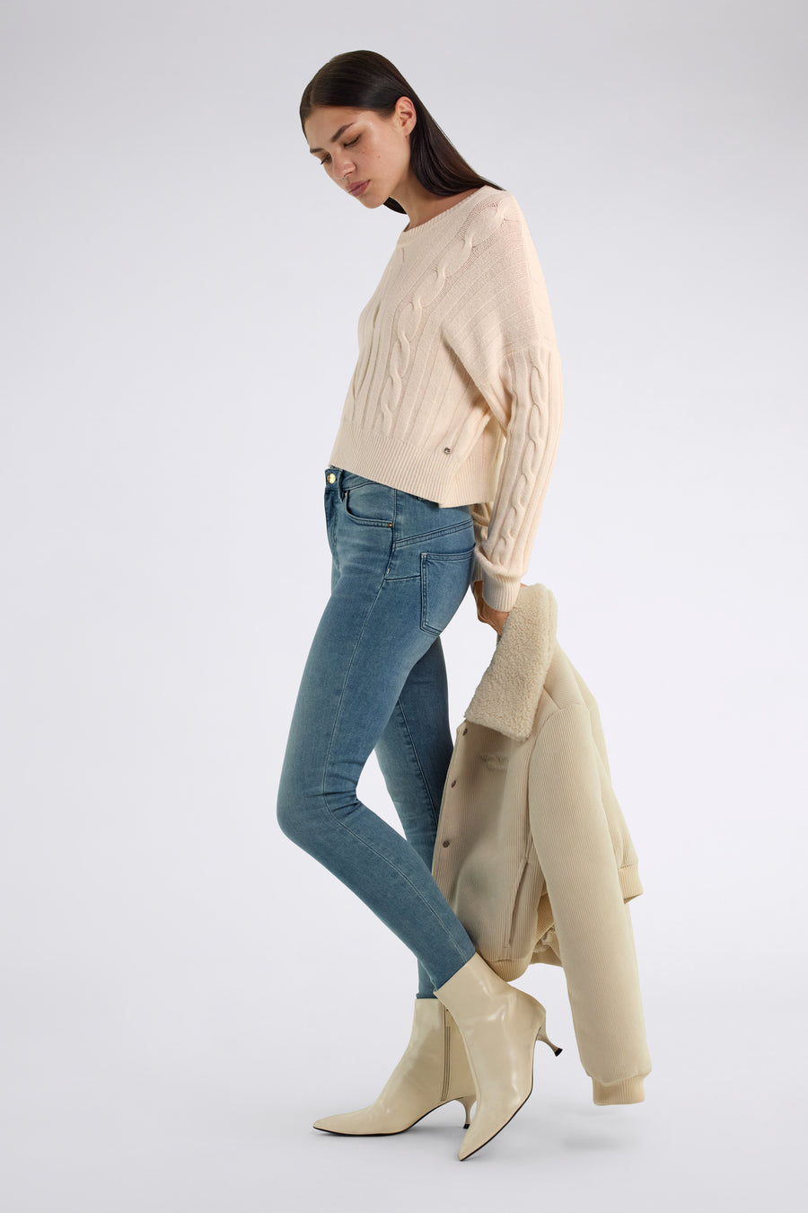 SOLE BRAID 1298 - Women's Sweater Regular Fit White - main image