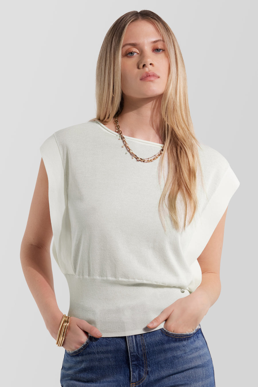 JOLIE TOP 1583 - White regular fit top - main image