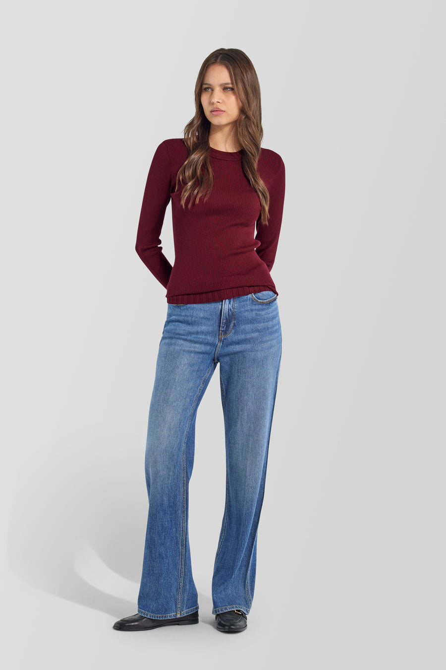 EMILY ROUND 2899 - Women's slim fit top, burgundy - main image