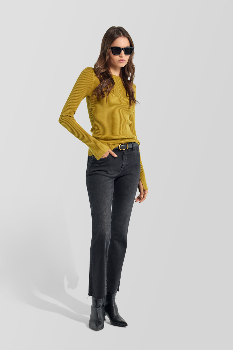 LUNA ROUND WK 3680 - Damen Slim-Fit-Pullover in Ecru - main image