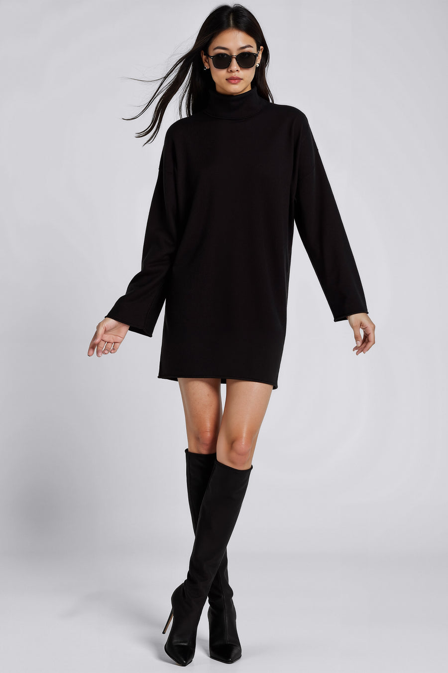 GARANCE DRESS 0200 - Women's black knitted dress - main image