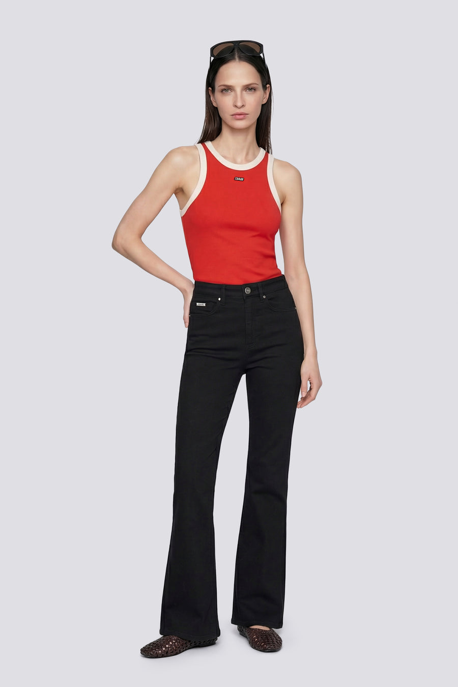 KARIS TOP HER. 1393 - Women's slim fit red top - main image