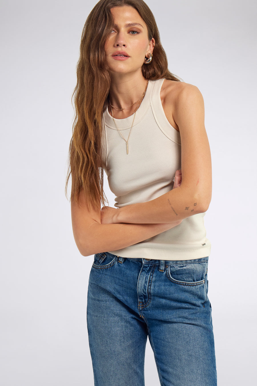 KARLA TOP 4875 - Canotta donna slim fit bianca - main image