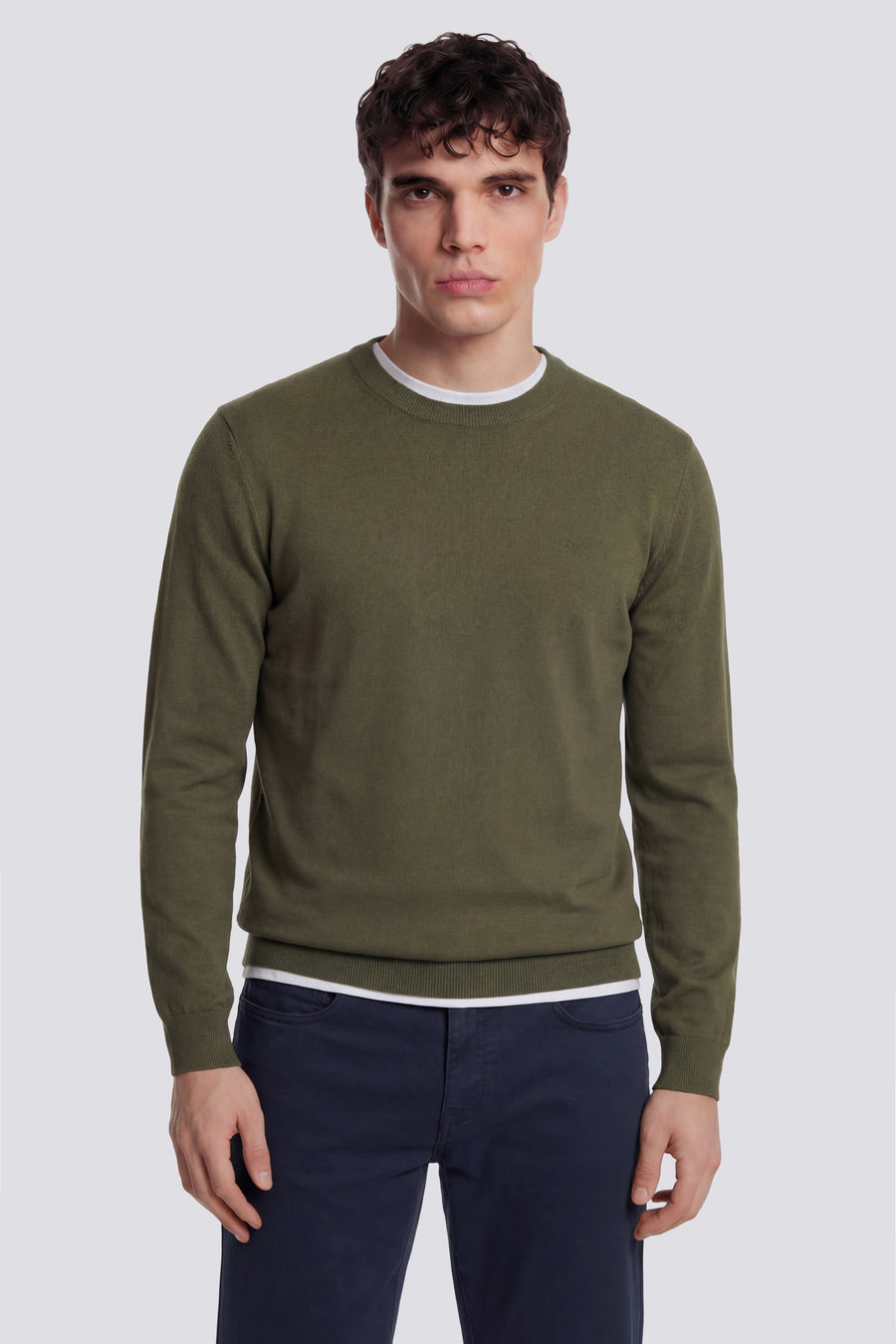 AVIER ROUND BACK 3649 - Men's regular fit green sweater - main image